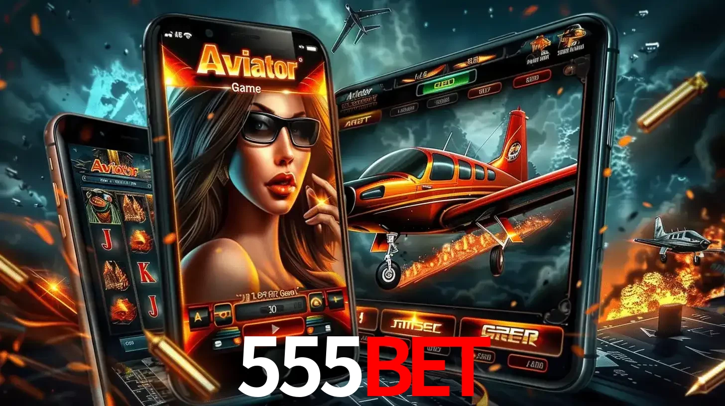 O popular jogo de apostas Aviator exibido em vários celulares e tablets, mostrando a interface emocionante e a ação de voo disponíveis para jogar agora no 555bet.